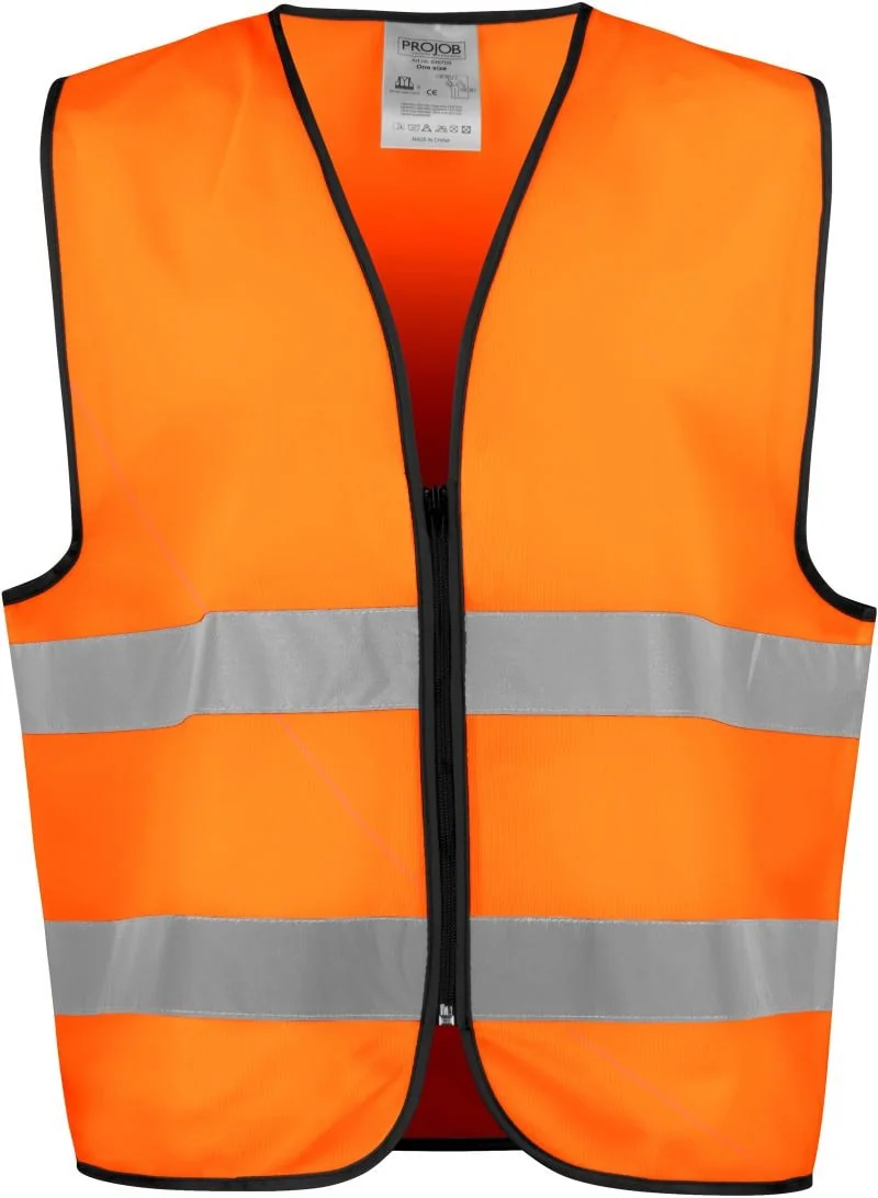 Orange Warnweste von ProJob mit zwei Reflexstreifen